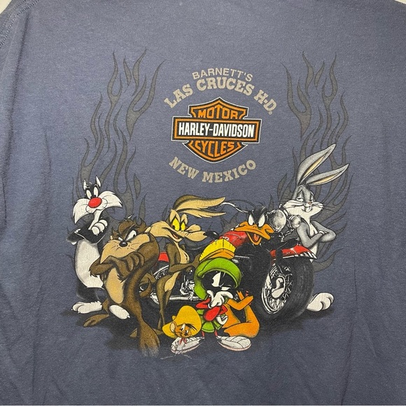 Harley-Davidson x Looney Tunes Men’s vintage Blue Biker Graphic T-Shirt Size M - Picture 6 of 8